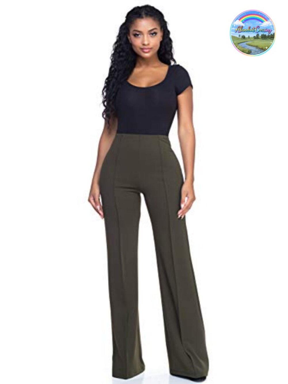 High Waist Wide Leg Dress Pants Flared Slacks Stretch Comfort Work Office